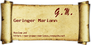Geringer Mariann névjegykártya